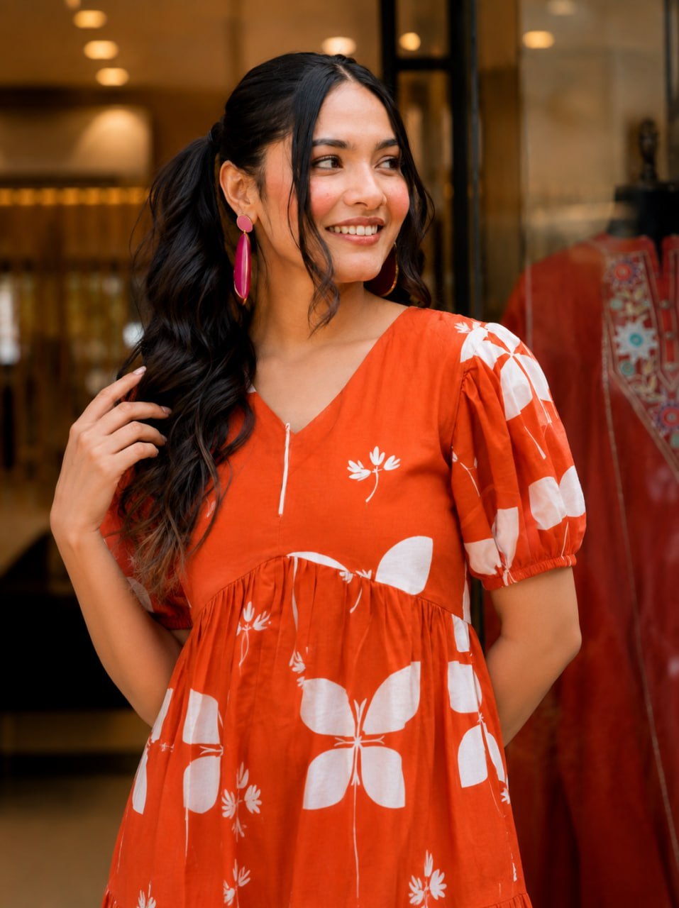 Floral Printed Tiered Midi Dress