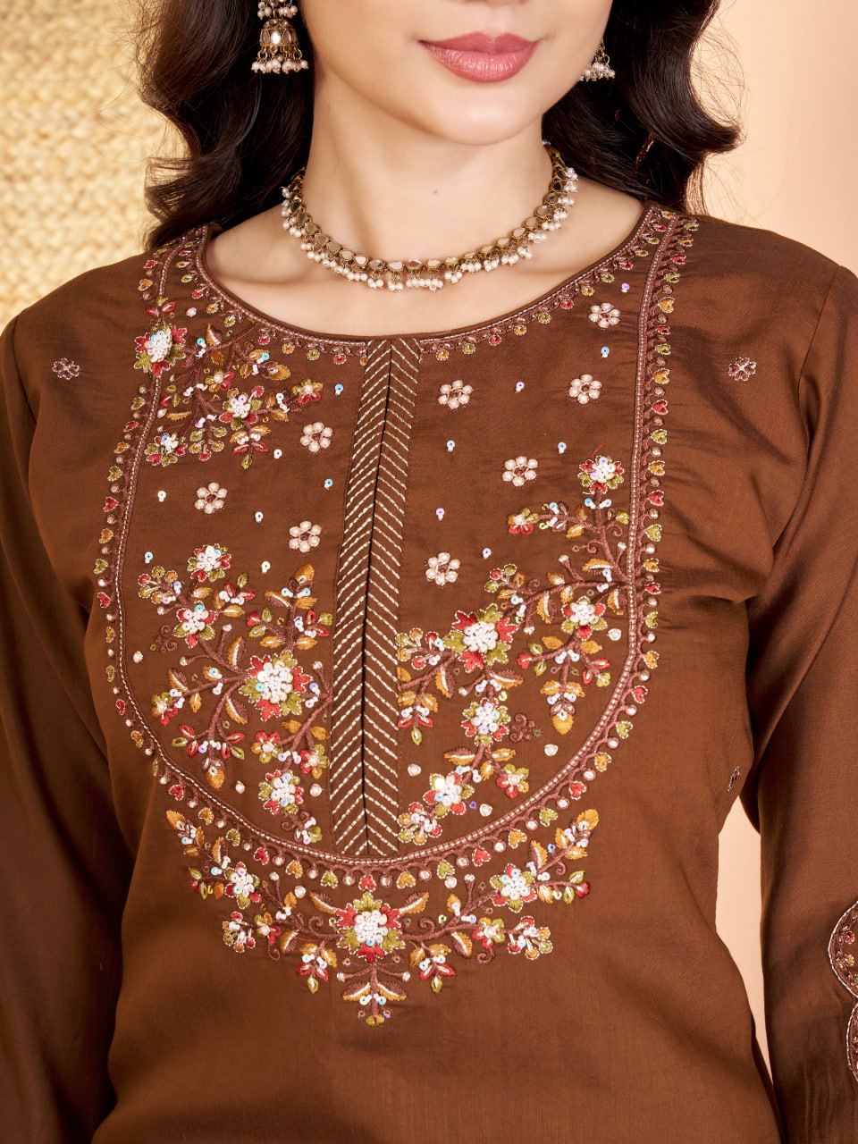 Embroidered Kurti Pant Dupatta Set
