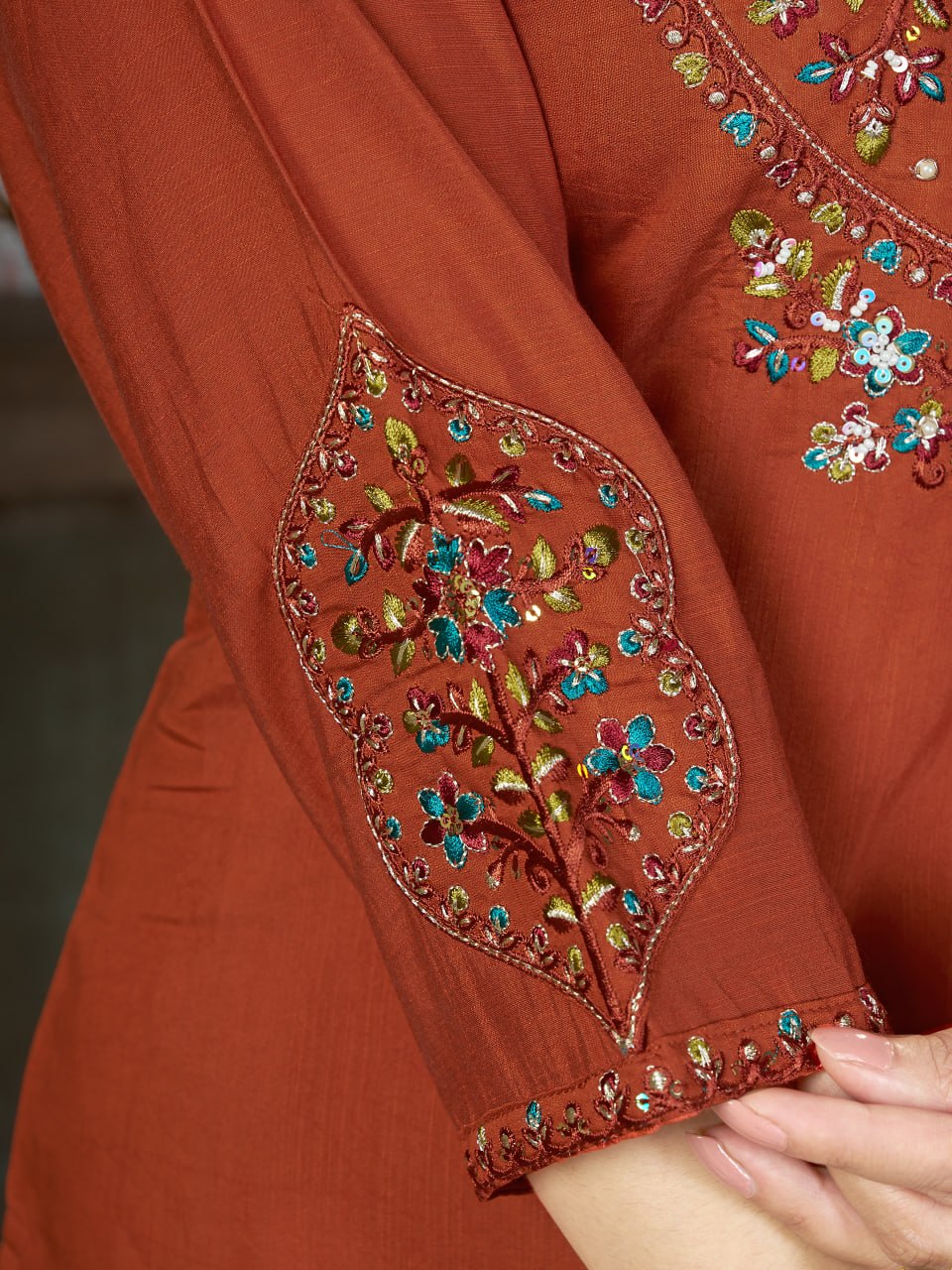 Embroidered Kurti Pant Dupatta Set