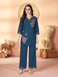 Embroidered Heavy Rayon Co-ord Set – Multicolor