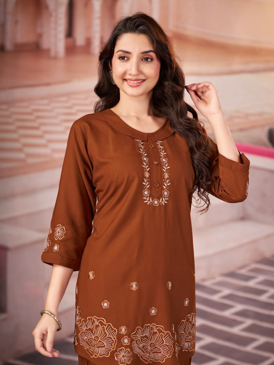 Embroidered Heavy Rayon Co-ord Set – Multicolor