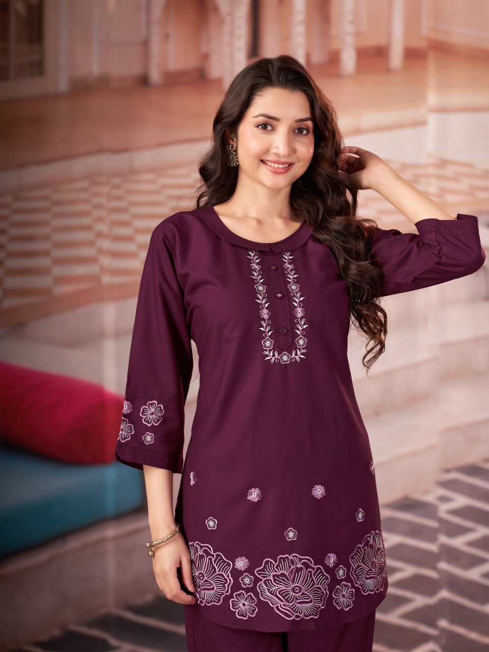 Embroidered Heavy Rayon Co-ord Set – Multicolor