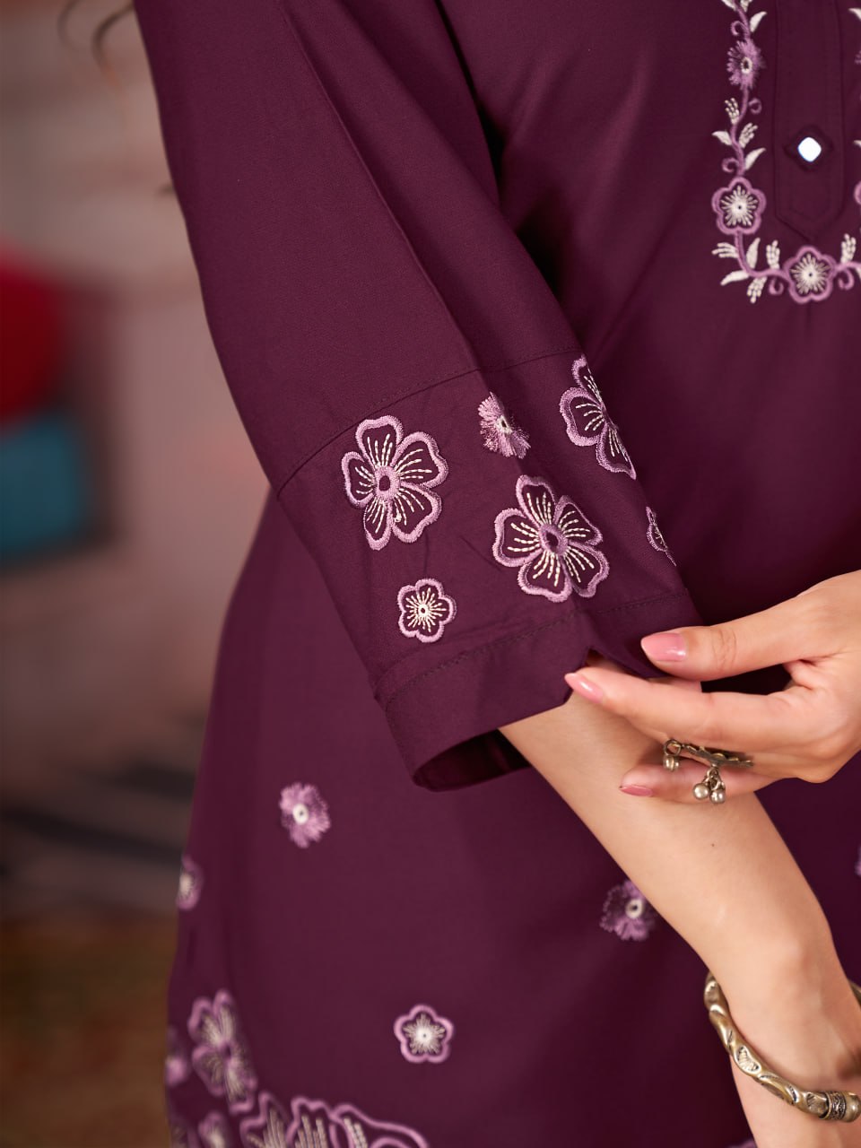 Embroidered Heavy Rayon Co-ord Set – Multicolor