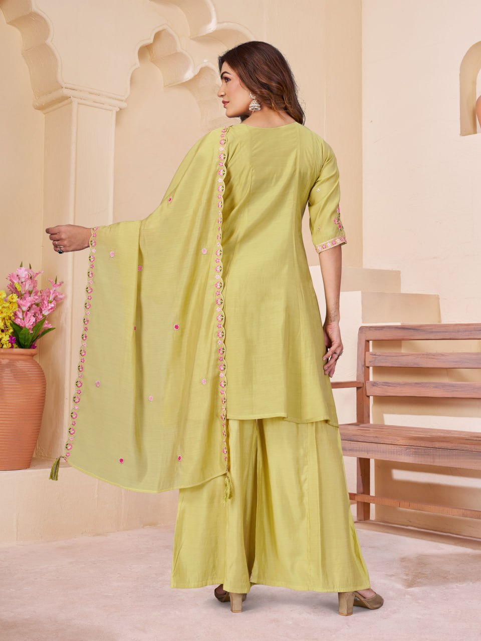 Embroidered Anarkali Suit Set – Multicolour