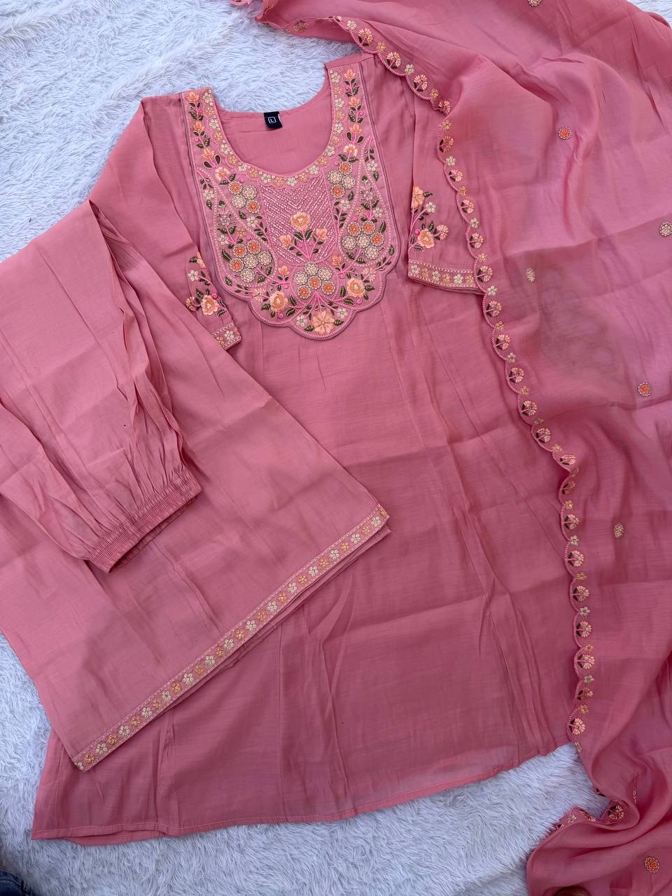 Embroidered Anarkali Suit Set – Multicolour