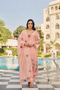 Floral Embroidered Chanderi Silk Kurta Set – Blue & Pink