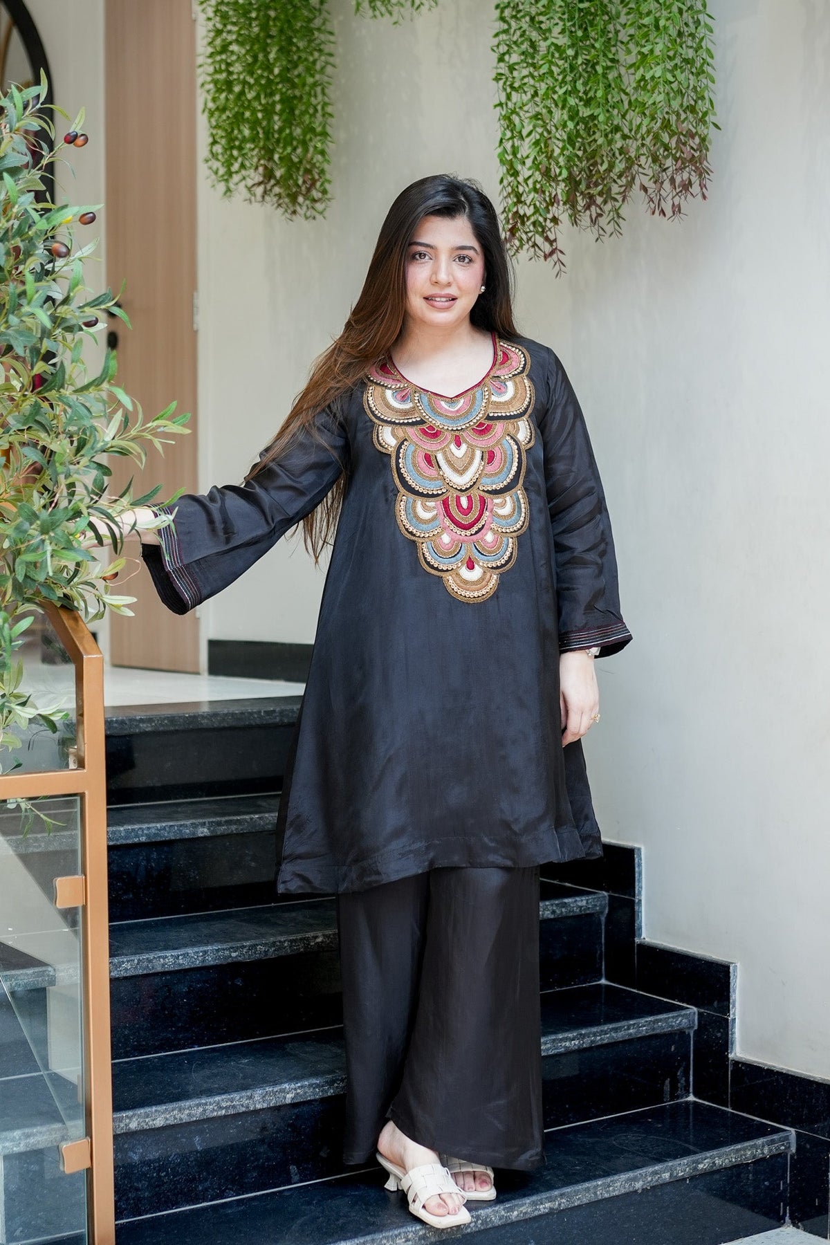 Embroidered Kurta Palazzo Set