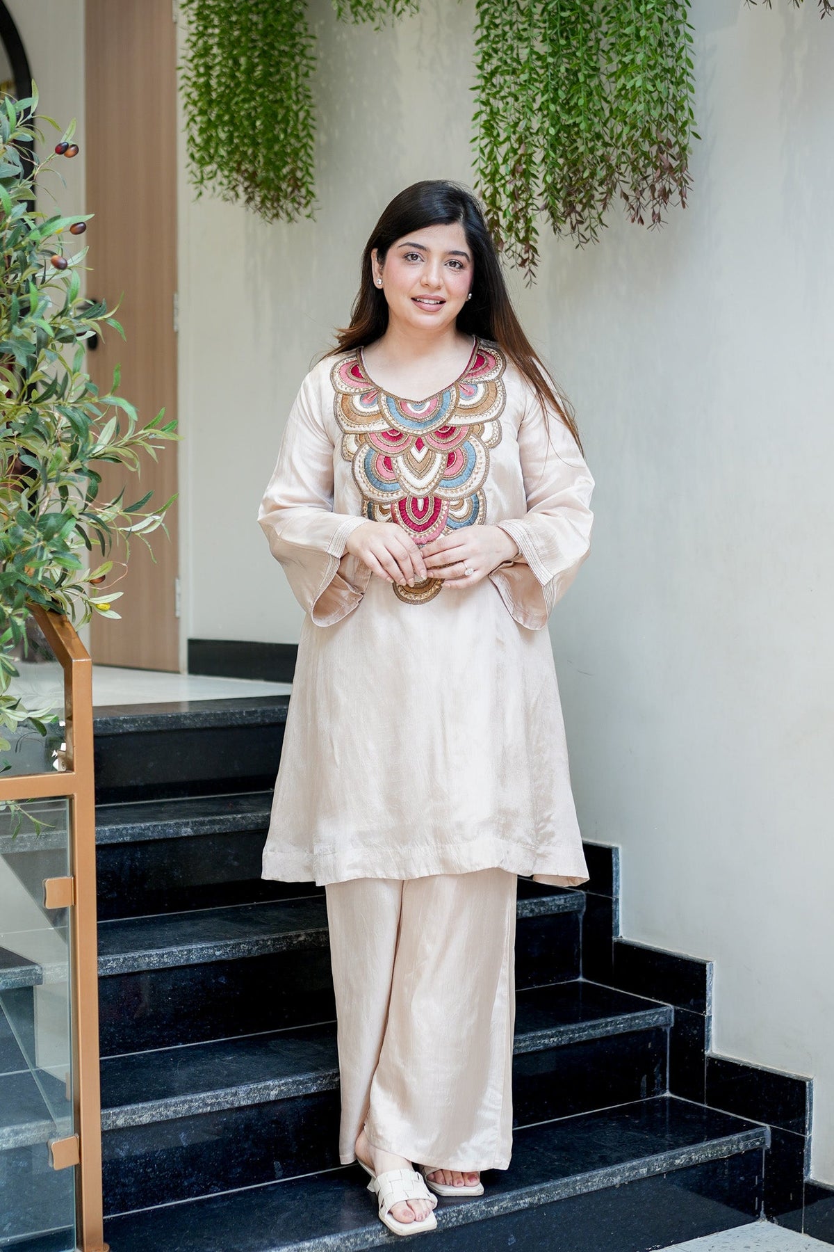 Embroidered Kurta Palazzo Set