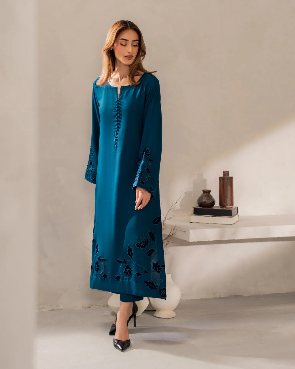 Embroidered Chanderi Silk Kurta Set
