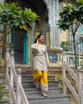 Digital Printed Farshi Salwar Set – Mustard Yellow