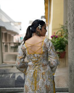 Digital Printed Farshi Salwar Set – Mustard Yellow