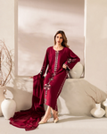 Embroidered Chanderi Silk Kurta Set – Maroon