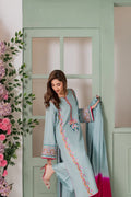 Embroidered Mirror Work Kurta Set – Powder Blue