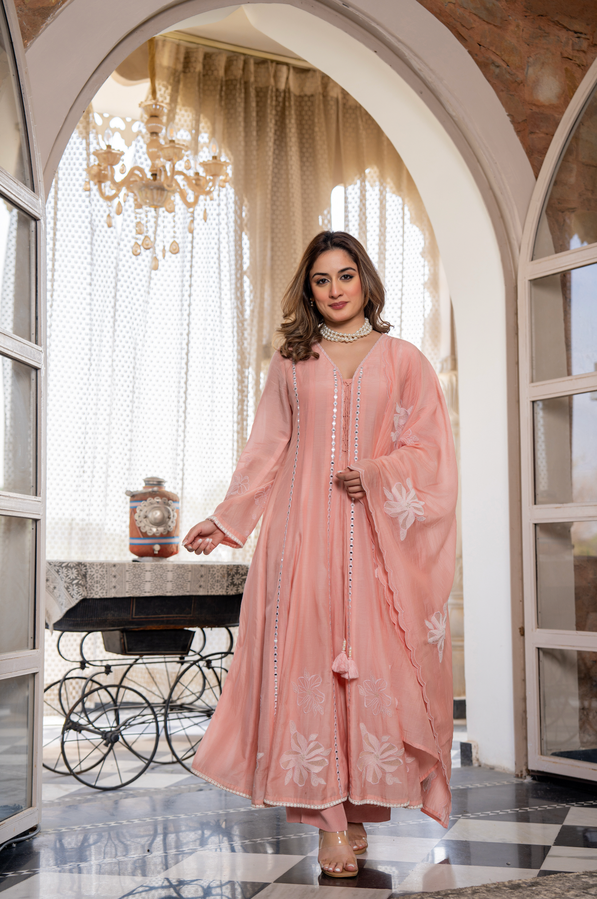Embroidered Chanderi Silk Kurta Set