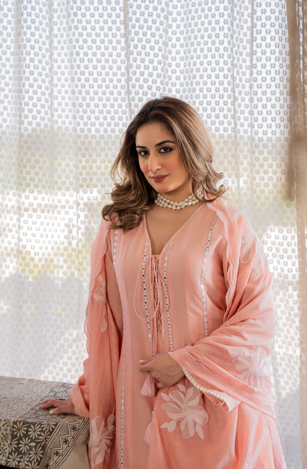 Embroidered Chanderi Silk Kurta Set