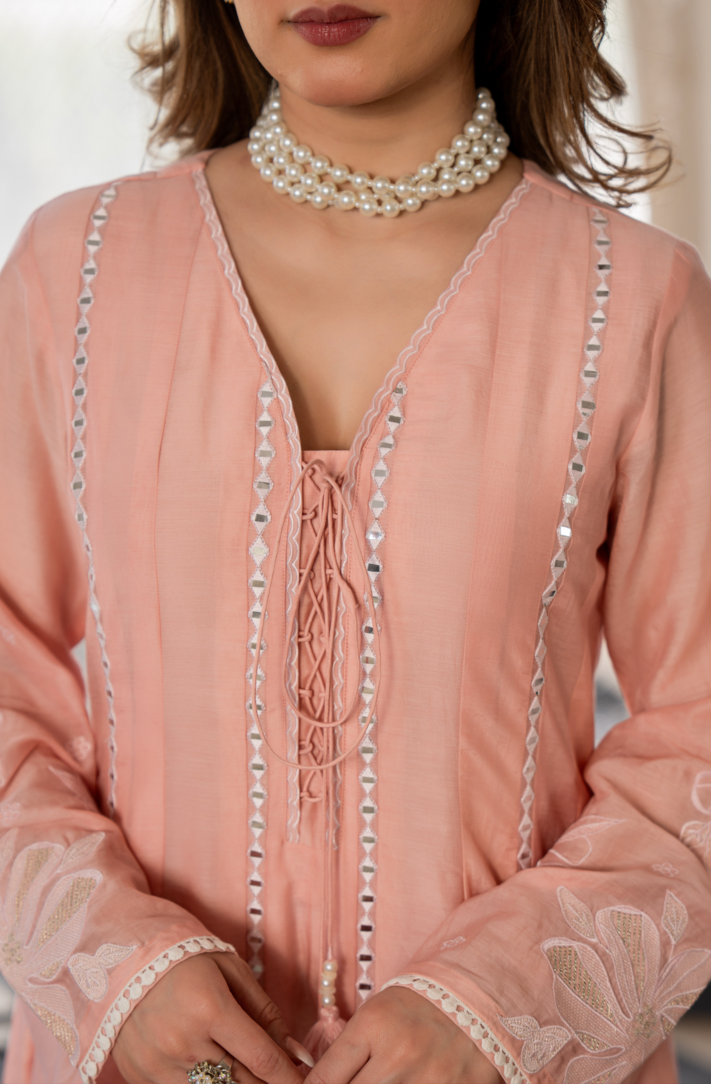 Embroidered Chanderi Silk Kurta Set