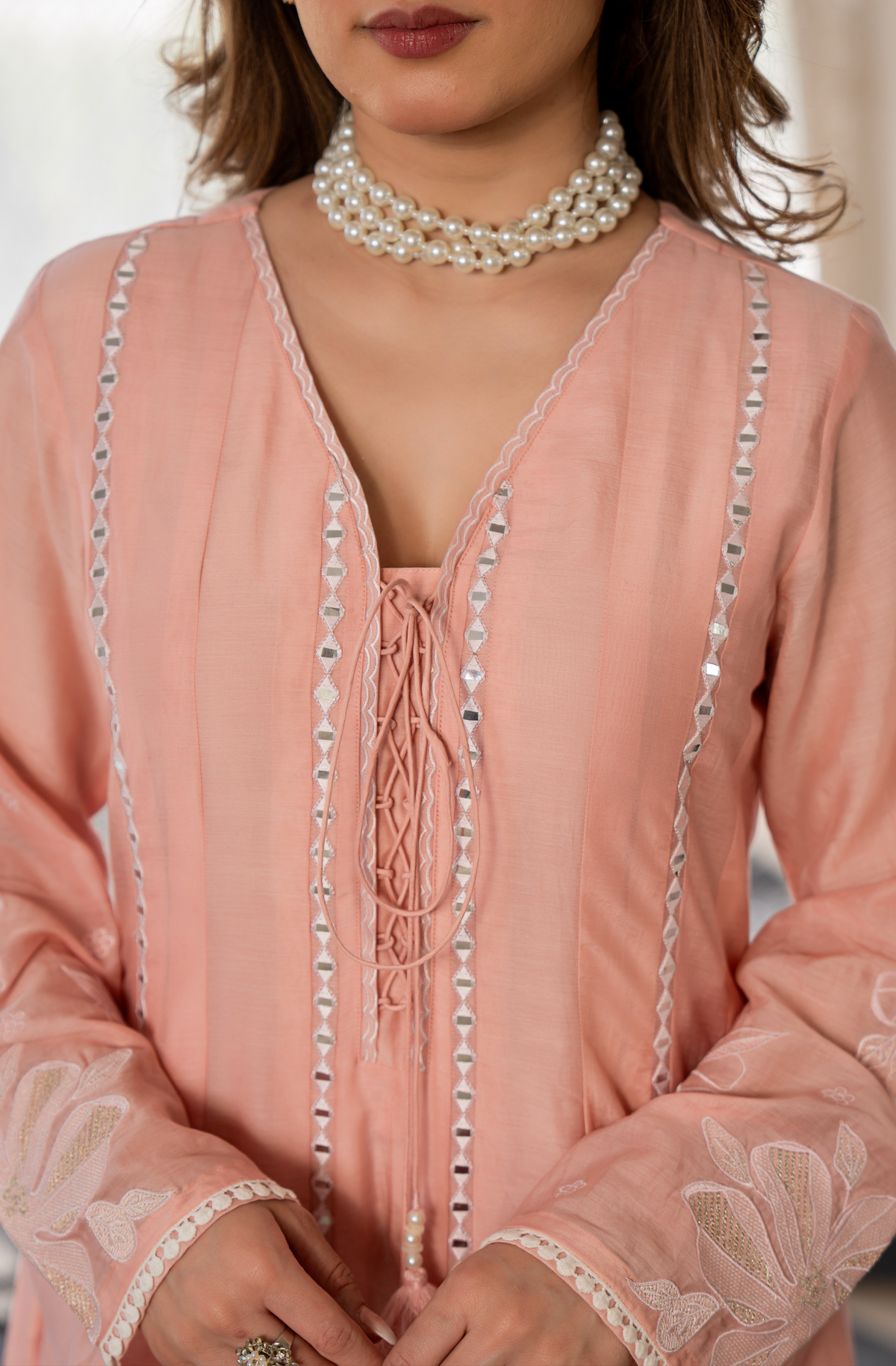 Embroidered Chanderi Silk Kurta Set