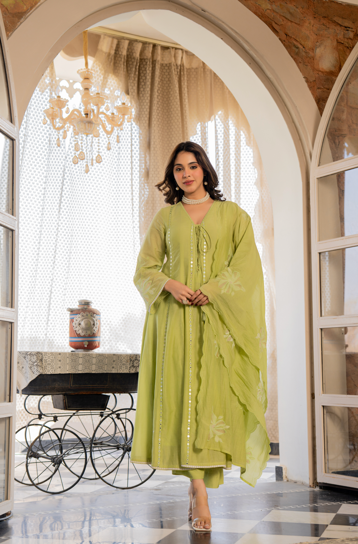 Embroidered Chanderi Silk Kurta Set