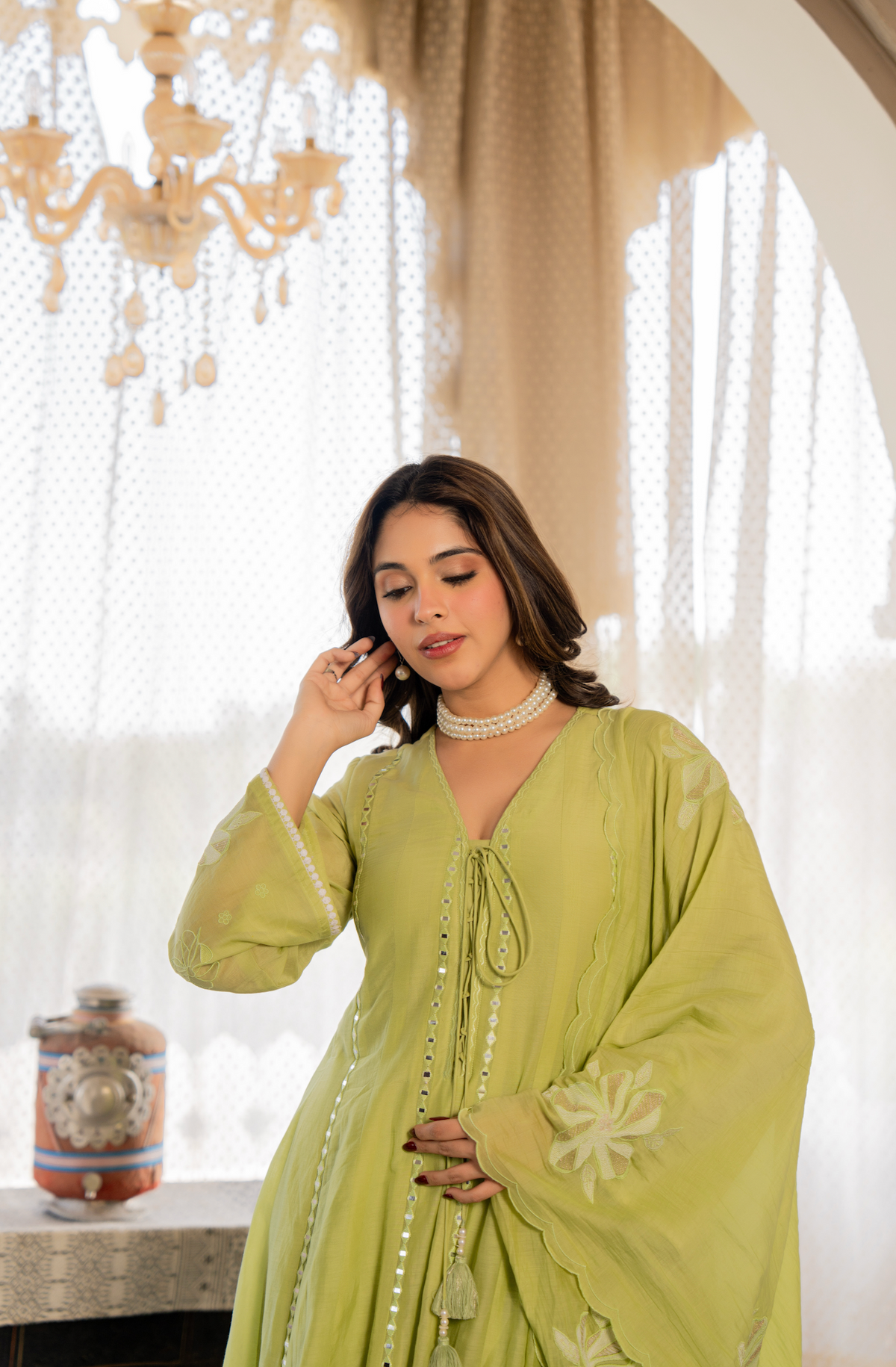 Embroidered Chanderi Silk Kurta Set