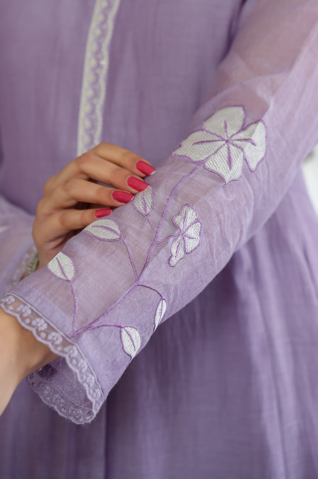 Embroidered Anarkali Suit Set – Lavender